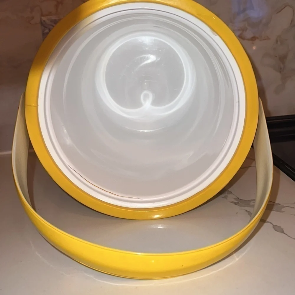 Vintage 1960’s MCM Yellow Tall Patent Yellow Mod Insulated Ice Bucket with Lid